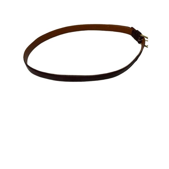 Coach Handcrafted Burnished Cowhide Leather Belt With Brass Buckle Burgandy - Picture 2 of 6